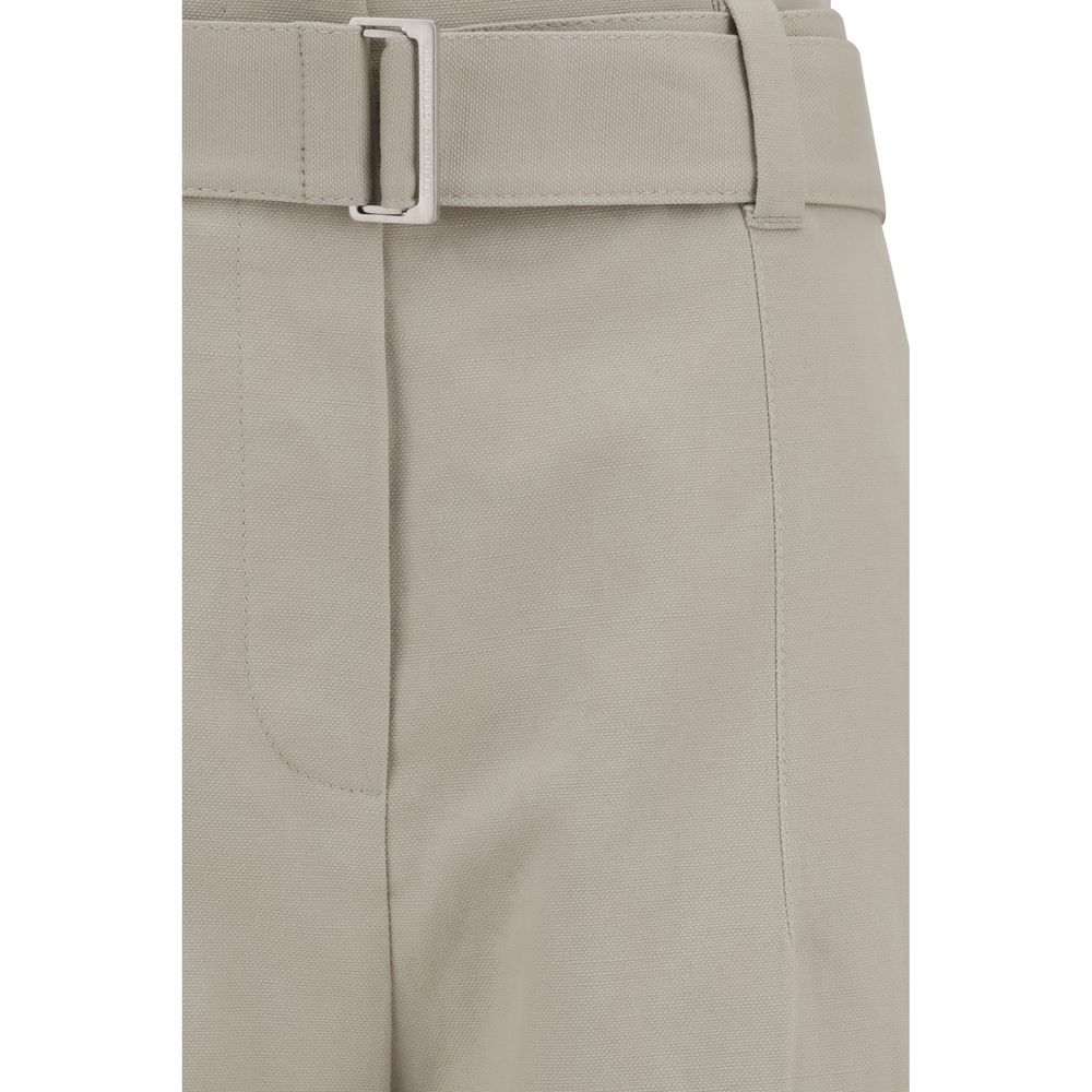 Close-up view of Brunello Cucinelli Linen Pants with adjustable belt detail and front zipper, ideal for warm weather sophistication.