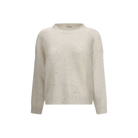 Brunello Cucinelli Lurex effect Sweater featuring ribbed crew neck and cuffs, offering elegant shine and comfort for SS25.