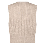 Back view of Brunello Cucinelli Natural Knitted Crewneck Vest in beige with sequin embellishments, wool sleeveless design.