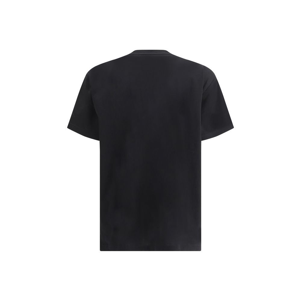 Burberry Black Cotton T-Shirt rear view with Archive Check pocket detail, ribbed crew neck, and monochrome pattern for AW25 collection.