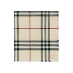 Burberry Check wool scarf, beige with house check pattern, 200cm length, 90cm width, raw-cut edge and logo tag