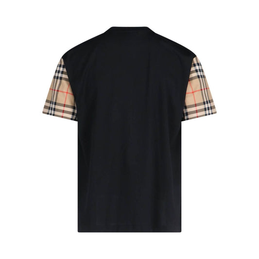 Alt Tag: Burberry Vintage Check-sleeve T-shirt in black with crew neck and check pattern sleeves made of cotton