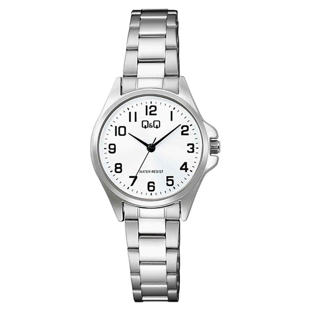 Q&Q Mod. LADY ONLY TIME wristwatch with metal strap and 3 ATM water resistance. Quartz movement, 30 mm case.