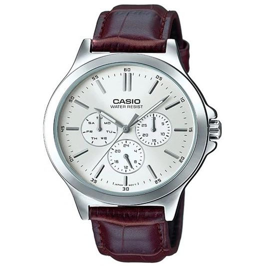 CASIO COLLECTION Mod. MULTIFUNCTION SILVER, Leather Category-Watches,Gent Ready stocked Watches,Men,READY STOCKED WATCHES,Wristwatch