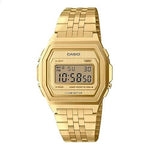 Gold CASIO EU WATCHES Mod. A1000G-9EF digital watch with illuminator feature