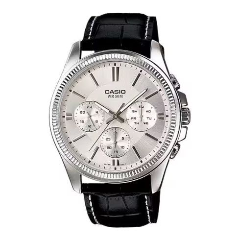 CASIO Mod. DAY DATE MULTIFUNCTION.  LEATHER - WHITE