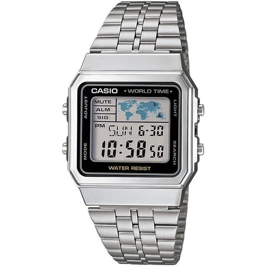 CASIO VINTAGE Mod. WORLD TIME - SILVER & BLACK