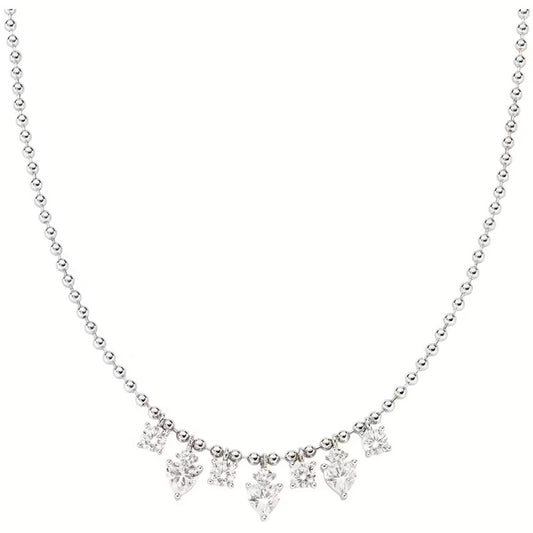 AMEN JEWELRY Mod. CLPACUBBBZ3 silver necklace with heart-shaped pendants