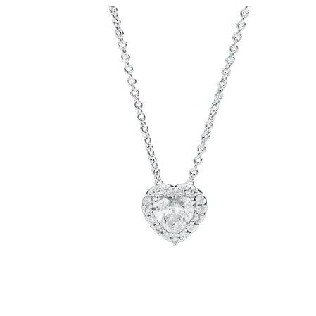 Heart-shaped pendant on silver chain, COLLANE RECARLO MOD. P67SC022_039-45, elegant jewelry design with sparkling centerpiece.
