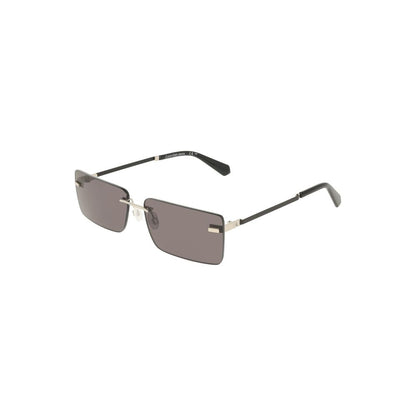 Calvin Klein Black Metal Women Sunglass with smoke lens, elegant and trendy accessory for bold style.