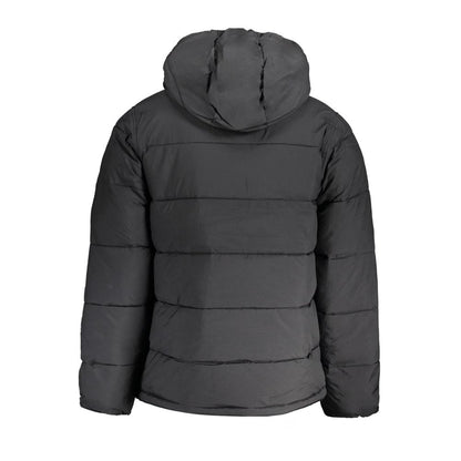 Calvin Klein Black Nylon Men Jacket with hood, showcasing stylish design and water-repellent material for modern fashion enthusiasts.