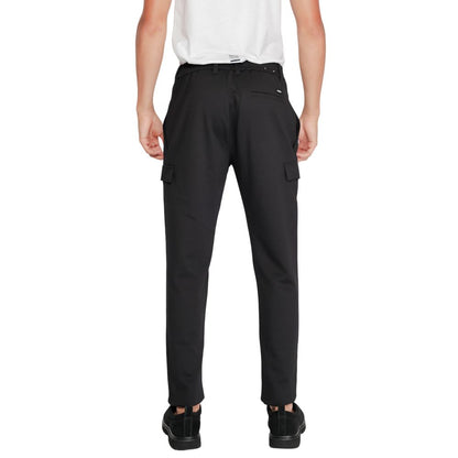 Calvin Klein Black Recycled Polyester Joggers (Workout Pants) featuring sustainable materials, shown from the back with a modern fit.