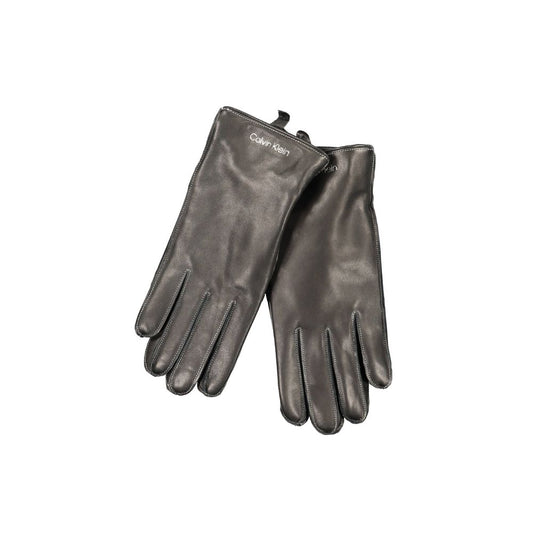 Calvin Klein Black Wool Glove with logo and contrasting details, stylish and elegant for winter wear.