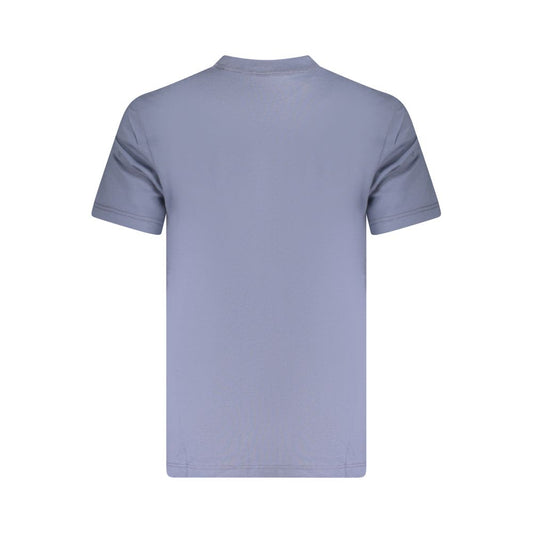 Back view of Calvin Klein Blue Cotton Men T-Shirt with short sleeves and crew neck, showcasing its premium fabric and stylish design.