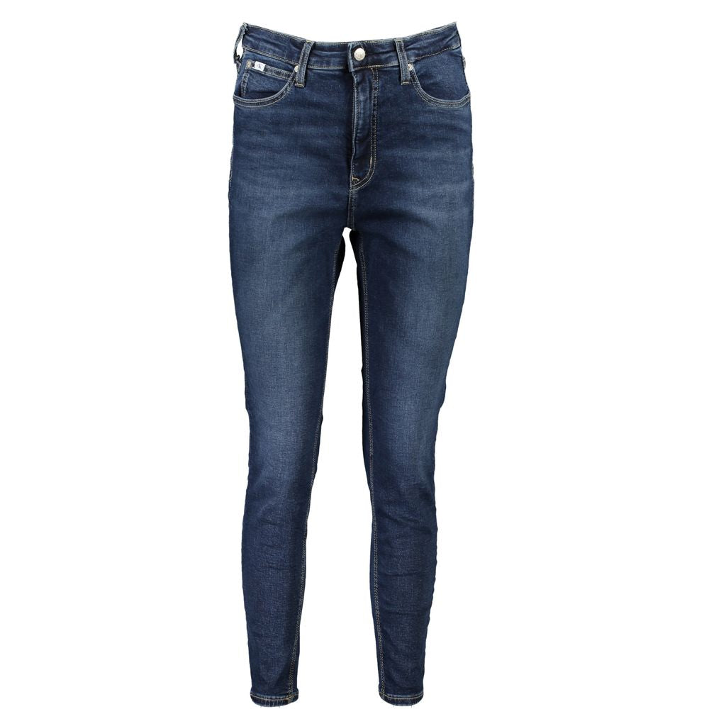 Calvin Klein Blue Cotton Women's Skinny Ankle Jean, high-rise super skinny, sustainable fashion with 20% recycled cotton.