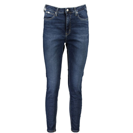Calvin Klein Blue Cotton Women's Skinny Ankle Jean, high-rise super skinny, sustainable fashion with 20% recycled cotton.
