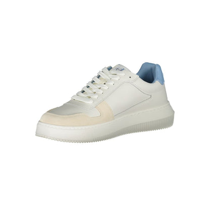 Calvin Klein Eco-Conscious Sneakers with Contrasting Details, featuring bold print and recycled materials for sustainable style.