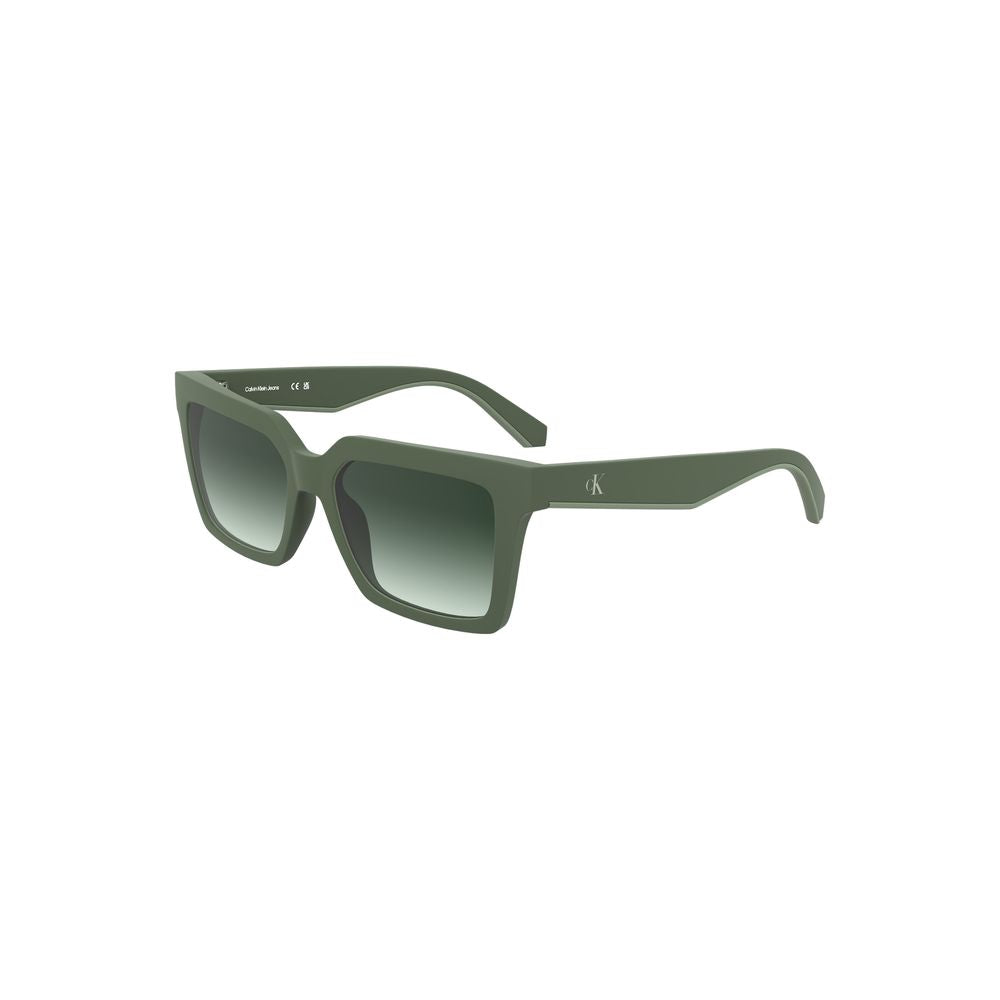 Calvin Klein Green Bio-Based Fabric Women Sunglasses with square lenses and eco-friendly frame, stylish and comfortable design.