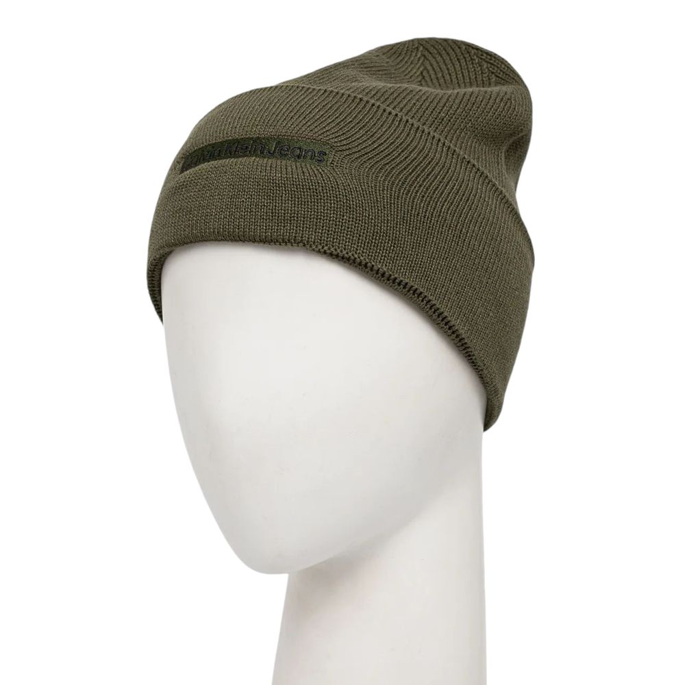 Calvin Klein Jeans Green Cotton Cap (Baseball Hat) showcasing green beanie with embroidered logo