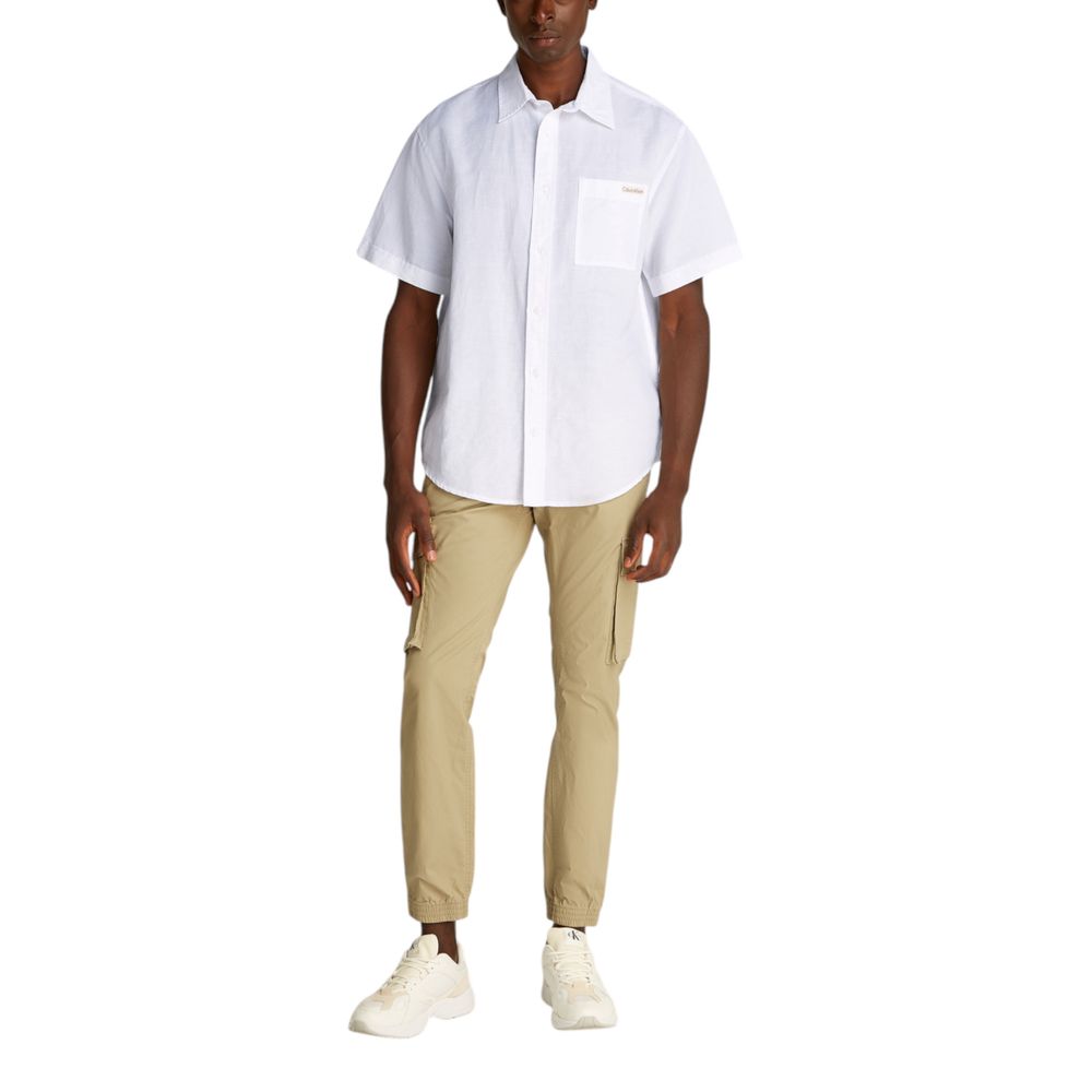 Calvin Klein Jeans White Linen Shortsleeve Shirt