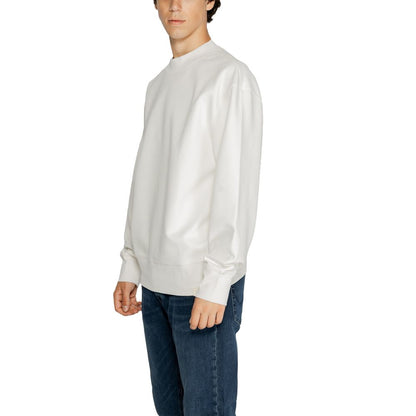 Calvin Klein Jeans White Recycled Cotton Sweatshirt on male model