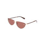 Calvin Klein Pink Metal Women Sunglass with sleek drop-shaped frame and pink lenses on white background.