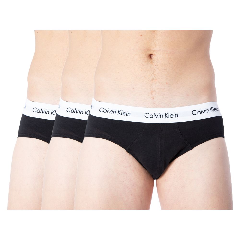 Calvin Klein Underwear Black Cotton Underwear for men with elastic waistband and logo, providing comfort and style.