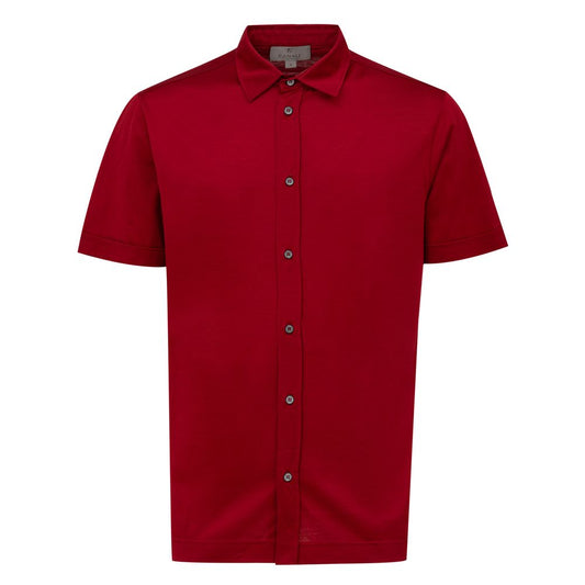 Canali Red Cotton Shortsleeve Shirt Canali