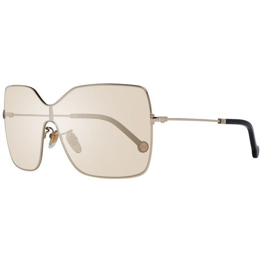 Carolina Herrera Rose Gold Women Sunglass with mirrored gold lenses and metal frame, 100% UVA & UVB protection, full-rim style.