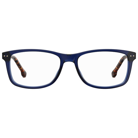 Front view of Carrera Blue Acetate Frames in a unisex design, model CARRERA2018TP, measuring 51/16/135 mm with acetate material.