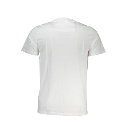 Cavalli Class White Cotton Men T-Shirt back view with bold print and iconic logo on premium cotton fabric.