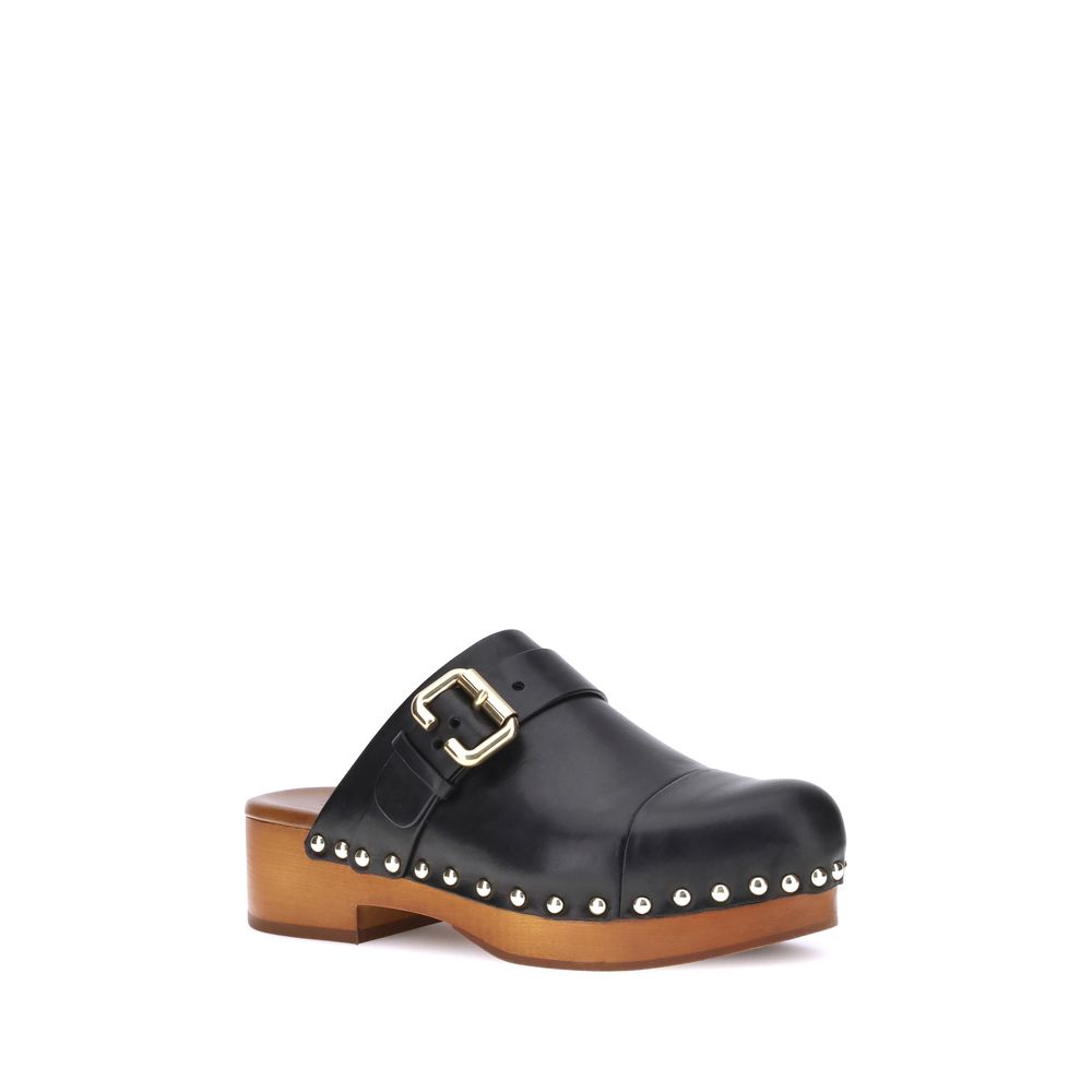 Chloé Black Calf Leather Bos Taurus Clogs Chloé