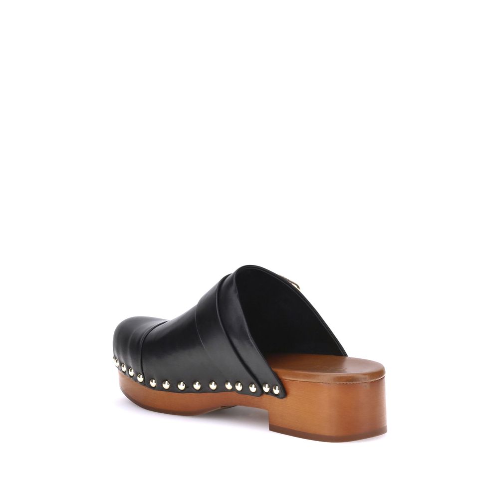 Chloé Black Calf Leather Bos Taurus Clogs