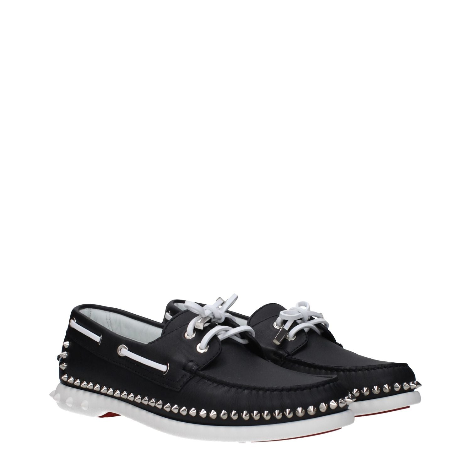 Christian Louboutin Black Leather Slip-On Loafers