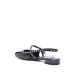 Christian Louboutin Sweet Janispikes Ballerinas in blue patent leather with studs and slingback strap, round toe and 2cm heel.
