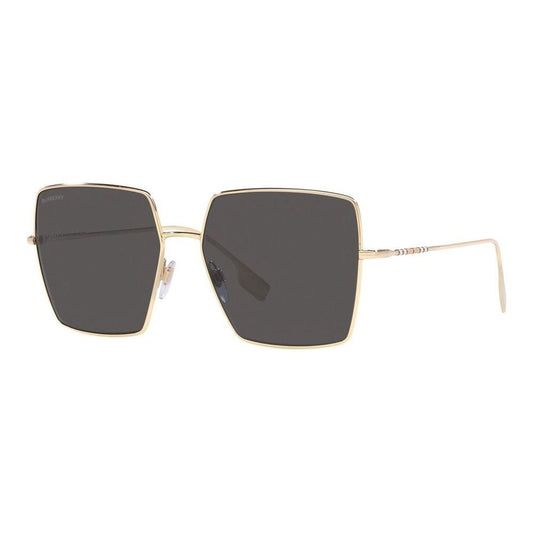 BURBERRY MOD. DAPHNE BE 3133 metal lady sunglasses with square black lenses and gold frame.