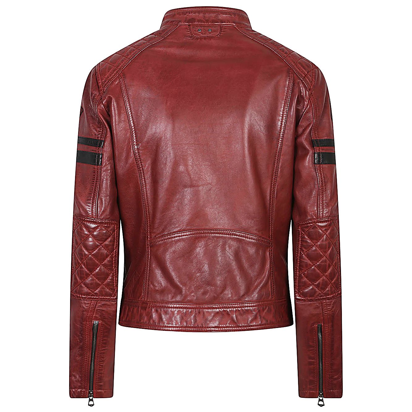 DAYTONA 73 Jackets Bordeaux in vegetable tanned lambskin, showcasing vintage racing style with brushed finish and racing design.