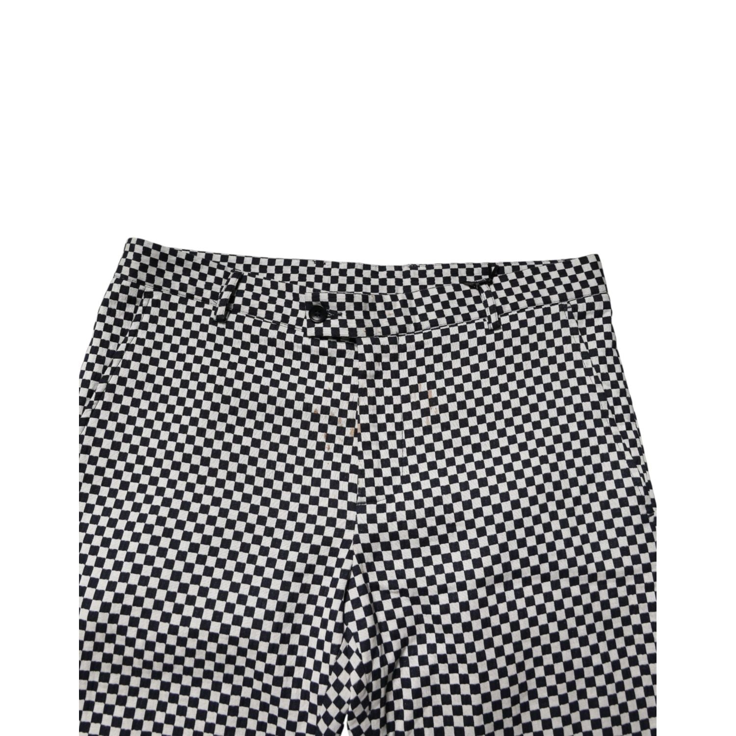 Daniele Alessandrini Black White Checkered Men Cropped Pants