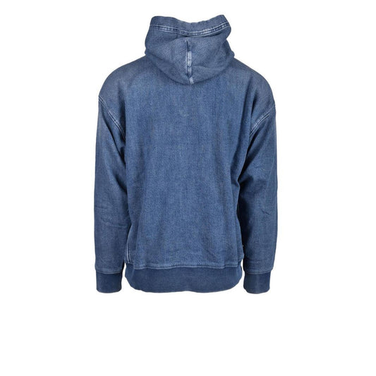 Back view of Diesel Blue Cotton Hoody, showcasing its design and cozy fabric blend for comfort and style.