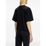 Back view of black Diesel T-shirts and Polos Black, organic cotton, jet black jersey, cropped T-Buxt-Crop, crew neck, drop shoulder.