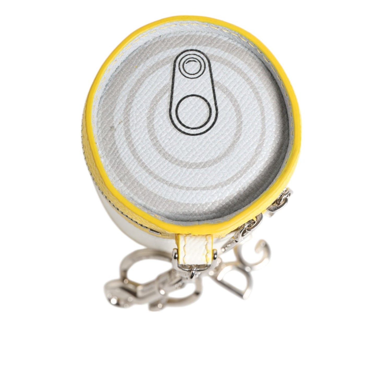 Dolce & Gabbana Amore Leather Yellow Bag Charm Coin Case Keychain Keyring with heart print and silver-tone details