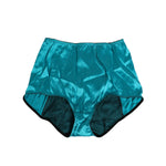 Dolce & Gabbana Aqua Green Satin High-Waist Briefs Underwear, silky finish, luxury Italian design, 94% silk, women’s lingerie.