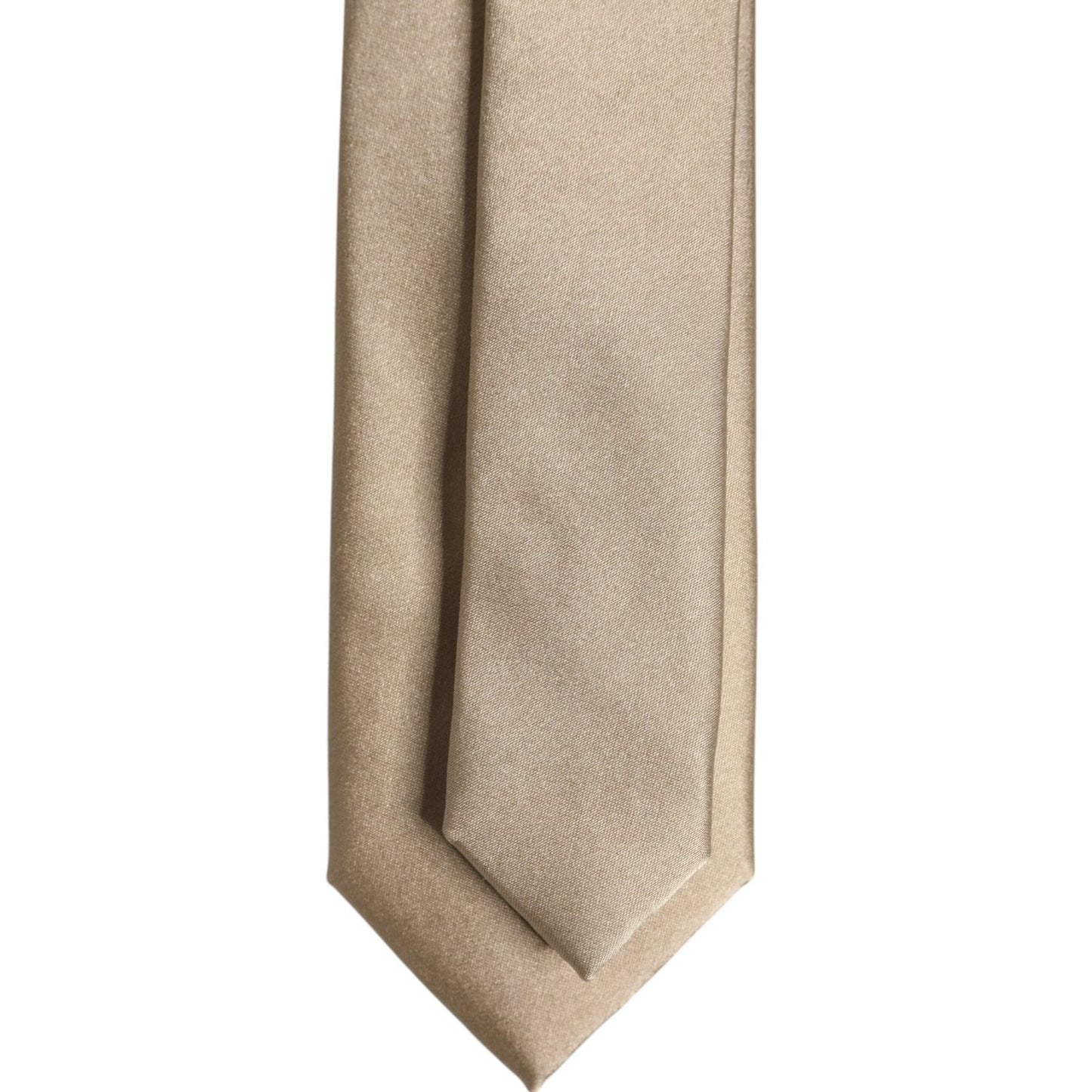 Dolce & Gabbana Beige Solid Silk Adjustable Necktie Tie