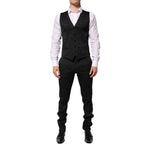 Dolce & Gabbana Black 3 Piece Brocade Jacquard Suit MARTINI