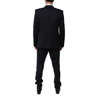 Dolce & Gabbana Black 3 Piece Wool Silk Blend Suit SICILIA