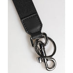 Dolce & Gabbana Black Blue DG Logo Polyester Brass Holder Keychain Keyring