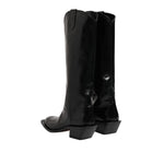 Dolce & Gabbana Black Calfskin Leather Logo High Boots Shoes