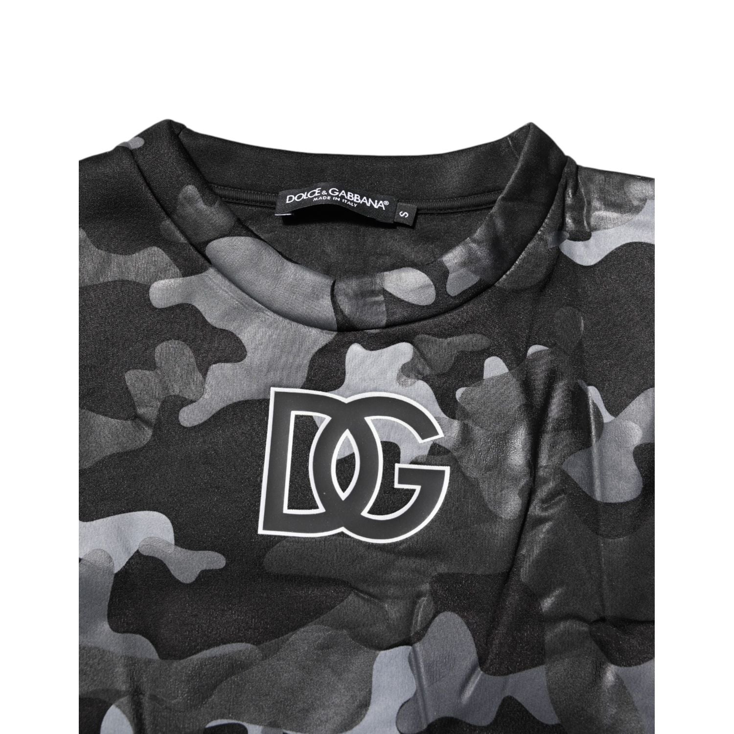 Dolce & Gabbana Black Camouflage Round Neck Sweatshirt Sweater