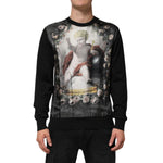Dolce & Gabbana Black Cashmere Cherub Print Baroque Sweater