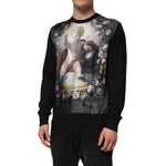 Dolce & Gabbana Black Cashmere Cherub Print Baroque Sweater